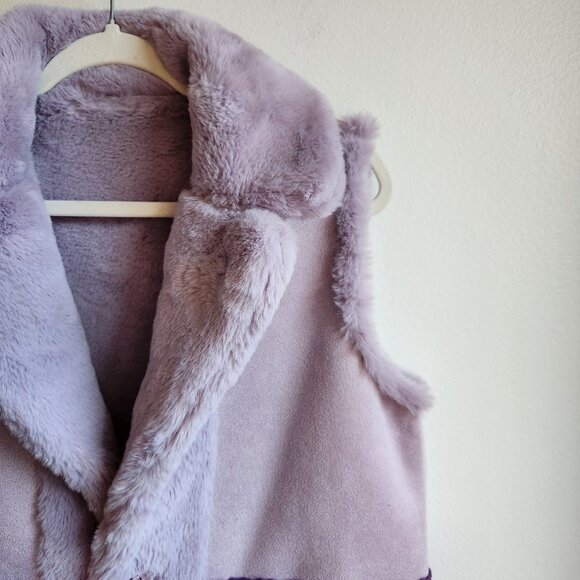 *NWT* Uchuu Reversible Faux Fur Purple/Lilac Long Vest - One Size - Picture 10 of 16
